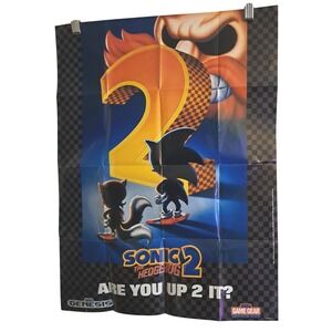 Sega Sonic The Hedgehog 2 Poster 1992 Batman Promo SNES Vintage Genesis Game